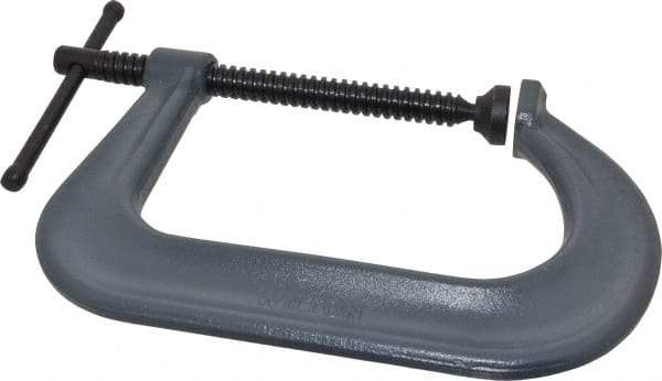Wilton - Regular-Duty 6" Max Opening, 5" Throat Depth, Forged Steel Standard C-Clamp - 5,400 Lb Capacity, 0" Min Opening, Square Deep Throat - Industrial Tool & Supply