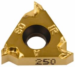 16IRM A60 IC-250 Carbide Laydown Threading Insert TiN Finish, RH Internal Partial Profile 60° Thread, 48-16 TPI, 3/8″ Inscribed Circle, 0.143″ Thick