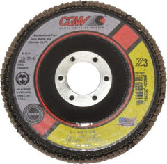 Camel Grinding Wheels - 120 Grit, 4-1/2" Disc Diam, 7/8" Center Hole, Type 27 Zirconia Alumina Flap Disc - 13,300 Max RPM, Poly Cotton Backing, Arbor Attaching System, Coated - Industrial Tool & Supply