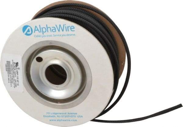 Alpha Wire - 11.13mm ID, Black PET Expandable Cable Sleeve - 100' Coil Length, -103 to 257°F - Industrial Tool & Supply
