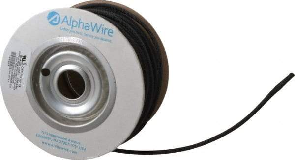 Alpha Wire - 6.35mm ID, Black PET Expandable Cable Sleeve - 100' Coil Length, -103 to 257°F - Industrial Tool & Supply