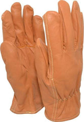 PIP - Size L (9) Grain Goatskin General Protection Work Gloves - For Work & Driver, Uncoated, Slip-On Cuff, Full Fingered, Tan, Paired - Industrial Tool & Supply