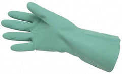 MCR Safety - Size XL (10), 13" Long, 15 mil Thick, Supported, Nitrile Chemical Resistant Gloves - Textured Finish, Cotton Lined, Straight Cuff, Green, FDA Approved - Industrial Tool & Supply