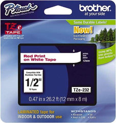 Brother - 1/2" Wide x 314.4" Long, White Plastic/Paper Tape Cassette - For Label Maker - Industrial Tool & Supply