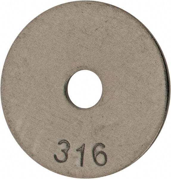 Value Collection - #10 Screw, Grade 316 Stainless Steel Fender Flat Washer - 13/64" ID x 1" OD, 0.04" Thick, Plain Finish - Industrial Tool & Supply
