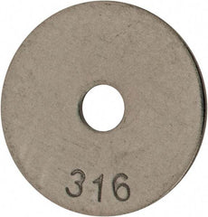Value Collection - #10 Screw, Grade 316 Stainless Steel Fender Flat Washer - 13/64" ID x 1" OD, 0.04" Thick, Plain Finish - Industrial Tool & Supply