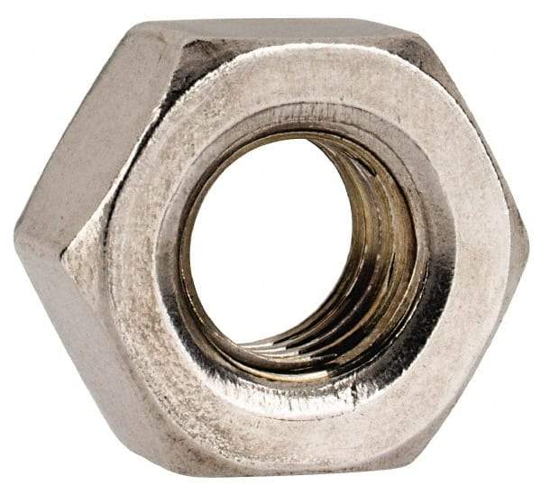 Value Collection - 1/4-28 UNF Stainless Steel Right Hand Hex Nut - 7/16" Across Flats, 3/16" High, Uncoated - Industrial Tool & Supply