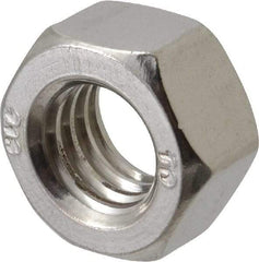 Value Collection - 7/16-14 UNC Stainless Steel Right Hand Hex Nut - 11/16" Across Flats, 3/8" High, Uncoated - Industrial Tool & Supply