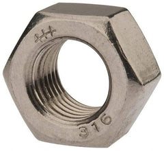 Value Collection - 7/16-20 UNF Stainless Steel Right Hand Hex Nut - 11/16" Across Flats, 3/8" High, Uncoated - Industrial Tool & Supply