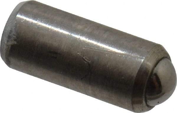 Gibraltar - 0.284" Body Length x 1/8" Body Diam, 0.5 Lb Init to 1 Lb Final End Force, Stainless Steel Press Fit Ball Plunger - 0.093" Ball Diam, 0.035" Max Ball Reach, +0.0010; +0.0020" Tolerance - Industrial Tool & Supply