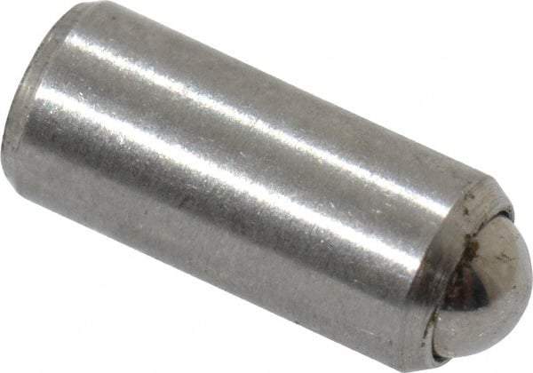 Gibraltar - 0.284" Body Length x 1/8" Body Diam, 0.75 Lb Init to 2.5 Lb Final End Force, Stainless Steel Press Fit Ball Plunger - 0.093" Ball Diam, 0.035" Max Ball Reach, +0.0010; +0.0020" Tolerance - Industrial Tool & Supply