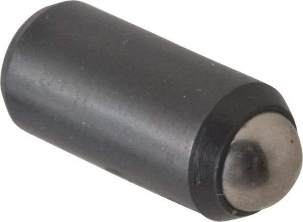 Gibraltar - 0.525" Body Length x 1/4" Body Diam, 3 Lb Init to 7 Lb Final End Force, Steel Press Fit Ball Plunger - 3/16" Ball Diam, 0.07" Max Ball Reach, +0.0010; +0.0020" Tolerance - Industrial Tool & Supply