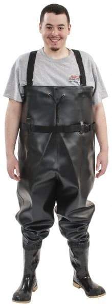 Dunlop Protective Footwear - Men's Size 12 Medium Width Steel Wader - Black, PVC Upper, 56-3/5" High, Cold Protection, Non-Slip, Waterproof - Industrial Tool & Supply