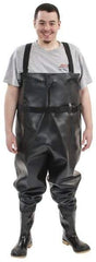 Dunlop Protective Footwear - Men's Size 12 Medium Width Steel Wader - Black, PVC Upper, 56-3/5" High, Cold Protection, Non-Slip, Waterproof - Industrial Tool & Supply