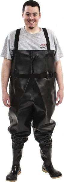 Dunlop Protective Footwear - Men's Size 13 Medium Width Steel Wader - Black, PVC Upper, 56-3/5" High, Cold Protection, Non-Slip, Waterproof - Industrial Tool & Supply