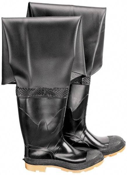 Dunlop Protective Footwear - Men's Size 6 Medium Width Steel Wader - Black, PVC Upper, 35" High, Cold Protection, Non-Slip, Waterproof - Industrial Tool & Supply