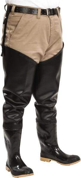 Dunlop Protective Footwear - Men's Size 9 Medium Width Steel Wader - Black, PVC Upper, 35" High, Cold Protection, Non-Slip, Waterproof - Industrial Tool & Supply