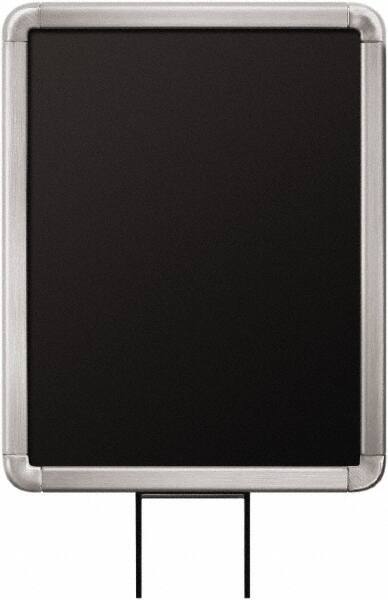 Lavi Industries - 11" High x 8-1/2" Long x 8-1/2" Wide Barrier Sign Frame - Aluminum, Satin Chrome Finish, Satin Aluminum, Use with Stanchion - Industrial Tool & Supply