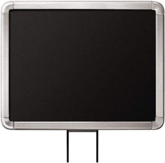 Lavi Industries - 11" High x 8-1/2" Long x 8-1/2" Wide Barrier Sign Frame - Aluminum, Satin Chrome Finish, Satin Aluminum, Use with Stanchion - Industrial Tool & Supply