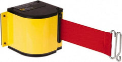 Lavi Industries - 3-1/2" High x 3-1/4" Long x 3-1/4" Wide Retractable Barrier Belt - Aluminum, Powdercoat Finish, Yellow, Use with Upright - Industrial Tool & Supply