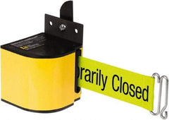 Lavi Industries - 3-1/2" High x 3-1/4" Long x 3-1/4" Wide Retractable Barrier Belt - Aluminum, Powdercoat Finish, Yellow, Use with Upright - Industrial Tool & Supply
