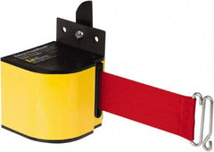 Lavi Industries - 3-1/2" High x 3-1/4" Long x 3-1/4" Wide Retractable Barrier Belt - Aluminum, Powdercoat Finish, Yellow, Use with Upright - Industrial Tool & Supply