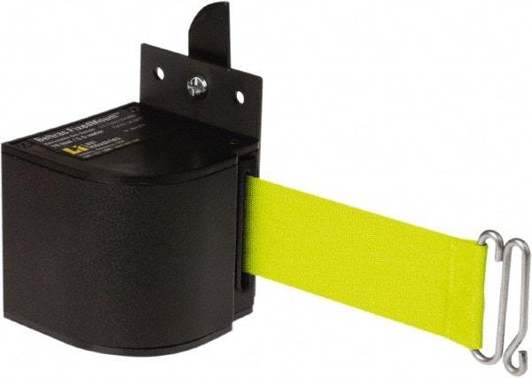 Lavi Industries - 3-1/2" High x 3-1/4" Long x 3-1/4" Wide Retractable Barrier Belt - Aluminum, Powdercoat Finish, Black, Use with Upright - Industrial Tool & Supply