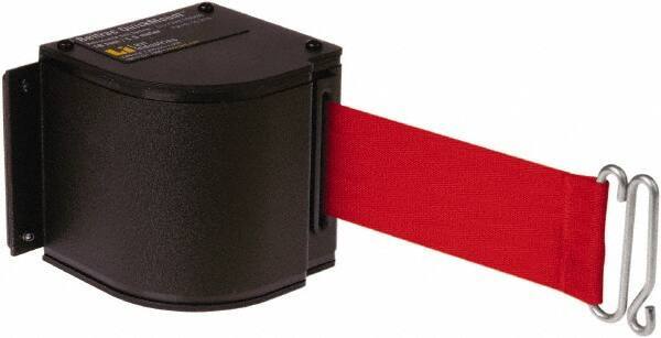 Lavi Industries - 3-1/2" High x 3-1/4" Long x 3-1/4" Wide Retractable Barrier Belt - Aluminum, Powdercoat Finish, Black, Use with Upright - Industrial Tool & Supply