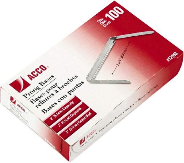 ACCO - 100 Piece Paper File Fasteners - 2" Long - Industrial Tool & Supply