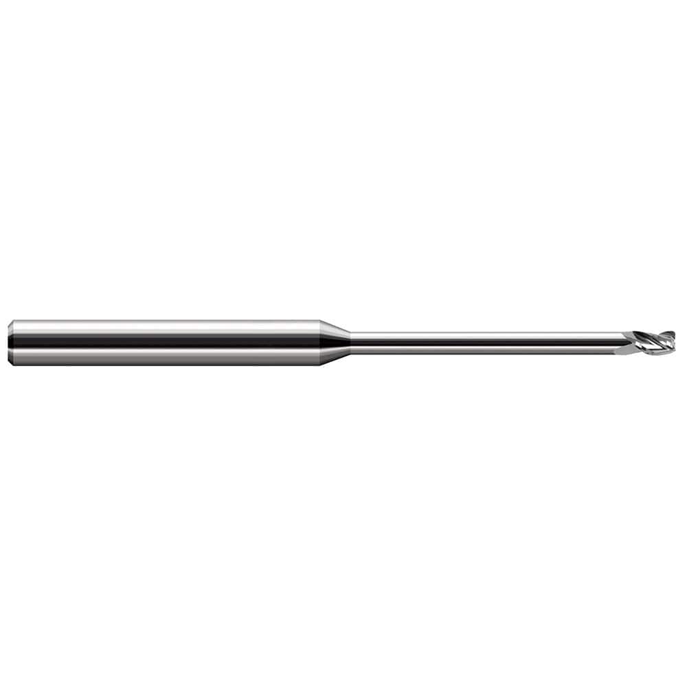 Corner Radius End Mill: 0.062″ Dia, 3/32″ LOC, 0.005″ Radius, 3 Flutes, Solid Carbide 2-1/2″ OAL, 1/8″ Shank Dia, 30 ° Helix, Bright/Uncoated, Corner Radius End