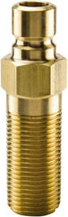 Parker - 3/8 NPTF Brass Hydraulic Hose Male Pipe Thread Extended Nipple - 200 psi, 6 GPM, Series Moldmate - Industrial Tool & Supply
