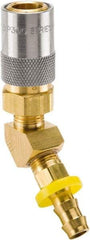 Parker - Nonthreaded Brass Hydraulic Hose Push-Lok Hose Barb Coupler & 45° Fitting - 200 psi, 6 GPM, 1/2" Hose Diam, Series Moldmate - Industrial Tool & Supply