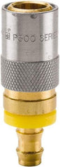 Parker - Nonthreaded Brass Hydraulic Hose Push-Lok Hose Barb Coupler & Straight Fitting - 200 psi, 6 GPM, 1/2" Hose Diam, Series Moldmate - Industrial Tool & Supply