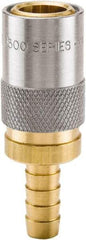 Parker - Nonthreaded Brass Hydraulic Hose Hose Barb Coupler & Straight Fitting - 200 psi, 3 GPM, 3/8" Hose Diam, Series Moldmate - Industrial Tool & Supply