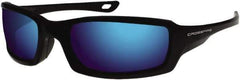 CrossFire - Blue Mirror Lenses, Framed Safety Glasses - Scratch Resistant, Metallic Blue Frame, Size Universal, Wrap Around - Industrial Tool & Supply