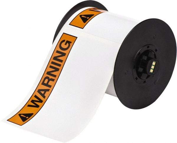 Brady - 6" Wide x 6" Long, Orange & Black on White Vinyl Tape - For BBP30 Label Printer, BBP33 Label Printer, BBP35 Multicolor Sign & Label Printer, BBP37 Color & Cut Sign & Label Printer, BradyPrinter S3100, BBP31 Sign & Label Printer - Industrial Tool & Supply