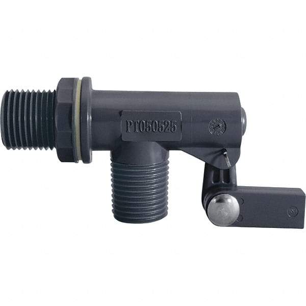 Control Devices - 1/2" Pipe, PVC, Angle Pattern-Single Seat, Mechanical Float Valve - 100 psi, MNPT End Connections - Industrial Tool & Supply