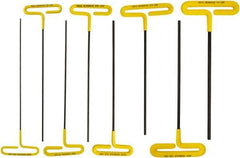 Bondhus - 8 Piece T-Handle Cushion Grip Hex Key Set - Hex Range 3/32 to 1/4", Protanium High Torque Steel - Industrial Tool & Supply