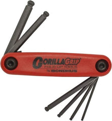 Bondhus - 6 Piece Fold-Up Hex Key Set - Hex Range 2 to 6mm, Protanium High Torque Steel - Industrial Tool & Supply