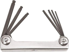 Bondhus - 7 Piece Fold-Up Ball End Hex Key Set - Hex Range 1/16 to 5/32", Protanium High Torque Steel - Industrial Tool & Supply