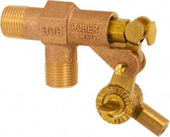 Control Devices - 1/2" Pipe, Brass, Angle Pattern-Single Seat, Mechanical Float Valve - 125 psi, MIP End Connections - Industrial Tool & Supply