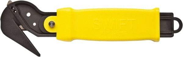 Swift Safety Cutter - Springback Safety Utility Knife - 2" Steel Blade, Yellow Nylon-6 Polyamide Handle, 1 Blade Included - Industrial Tool & Supply