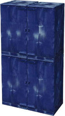 Eagle - 4 Door, 8 Shelf, Blue HDPE Stackable Safety Cabinet for Corrosive Chemicals - 72" High x 36" Wide x 22" Deep, Manual Closing Door, Hole for Lock, 48 Gal Capacity - Industrial Tool & Supply
