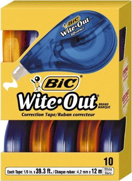 Bic - 1/6" x 472" Correction Tape Non-Refillable - Industrial Tool & Supply