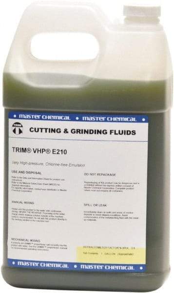 Master Fluid Solutions - Trim VHP E210, 1 Gal Bottle Emulsion Fluid - Water Soluble, For Cutting, Drilling, Sawing, Grinding - Industrial Tool & Supply