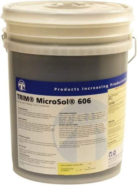 Master Fluid Solutions - Trim MicroSol 606, 5 Gal Pail Cutting & Grinding Fluid - Semisynthetic - Industrial Tool & Supply