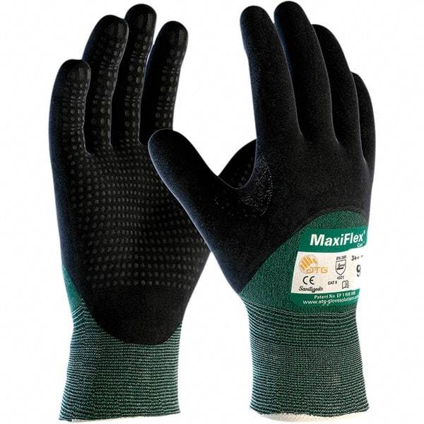 PIP - Size 2XL, ANSI Cut Lvl A2, Puncture Lvl 1, Abrasion Lvl 4, Nitrile Coated Engineered Yarn Cut Resistant Gloves - Palm & Fingers Coated, Knit Wrist, Green, Paired - Industrial Tool & Supply