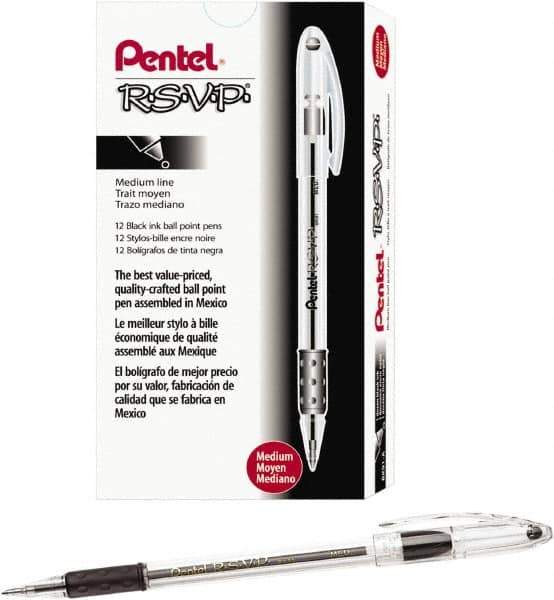 Pentel - Conical Ball Point Pen - Black - Industrial Tool & Supply