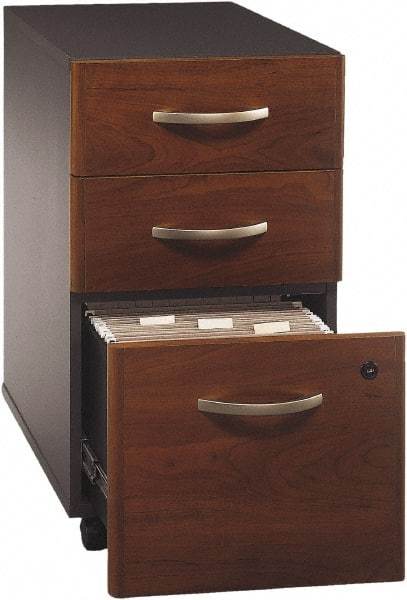Bush Business Furniture - 15-3/4" Wide x 27.88" High x 20-1/4" Deep, 3 Drawer Pedestal - Laminate Over Wood, Hansen Cherry & Galaxy - Industrial Tool & Supply