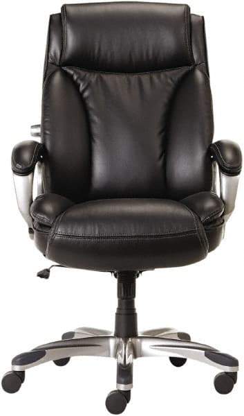 ALERA - 44-1/8 to 47" High Executive High Back Leather Chair - 27" Wide x 30-3/8" Deep, Leather Seat, Black - Industrial Tool & Supply